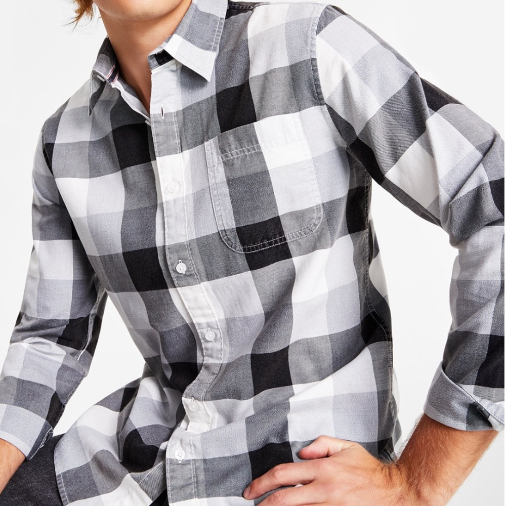 Sun + Stone • Men's Burke Regular-Fit Plaid Button-Down Shirt - Size XXL - Picture 14 of 16